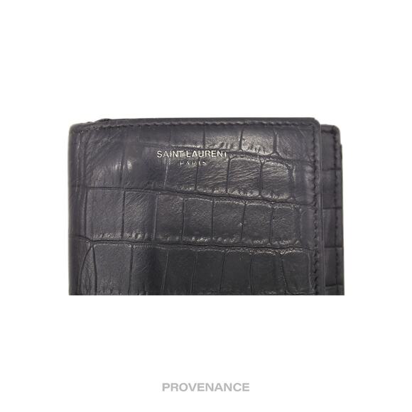 🔴 Saint Laurent Paris SLP Long Wallet - Black Croc Leather - Picture 6 of 8